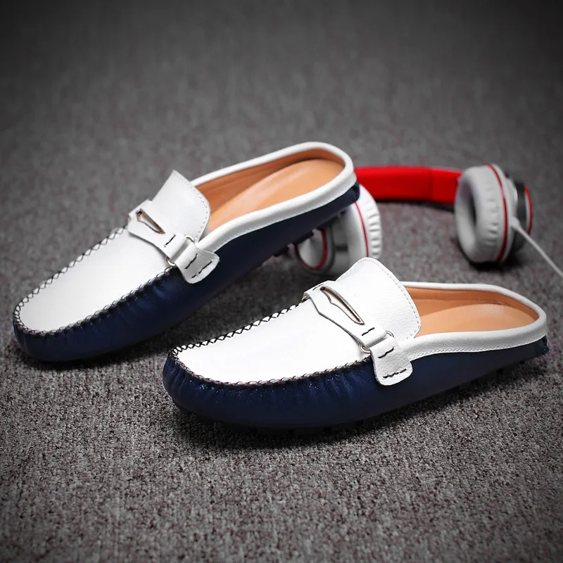Summer new men's peas shoes leather half drag lazy shoes trend breathable casual men's shoes
Summer new men's peas shoes leather half drag lazy shoes trend breathable casual men's shoes