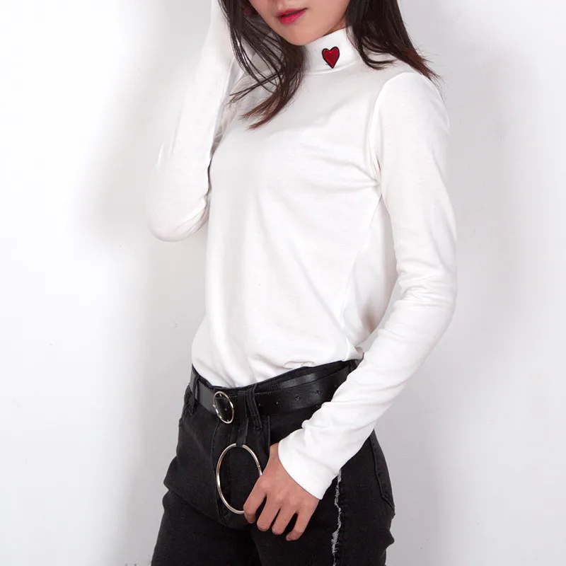 Korean Heart Embroidery Women T Shirt Turtleneck Long Sleeve T-shirts Casual Cotton Female Harajuku Striped TShirt Tops 32782
Korean Heart Embroidery Women T Shirt Turtleneck Long Sleeve T-shirts Casual Cotton Female Harajuku Striped TShirt Tops 32782