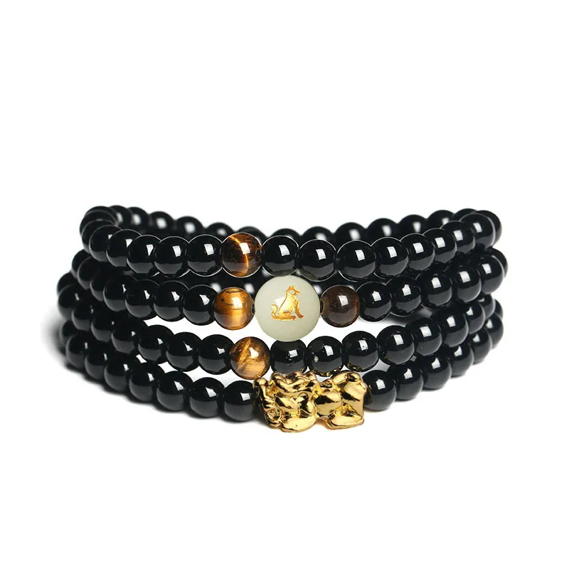 Obsidian PiXiu Luminous Stone Chinese 12 Zodiac Bracelets Multi Layer Buddha beads Prayer Bracelet Women Men Jewelry Dropship
Obsidian PiXiu Luminous Stone Chinese 12 Zodiac Bracelets Multi Layer Buddha beads Prayer Bracelet Women Men Jewelry Dropship