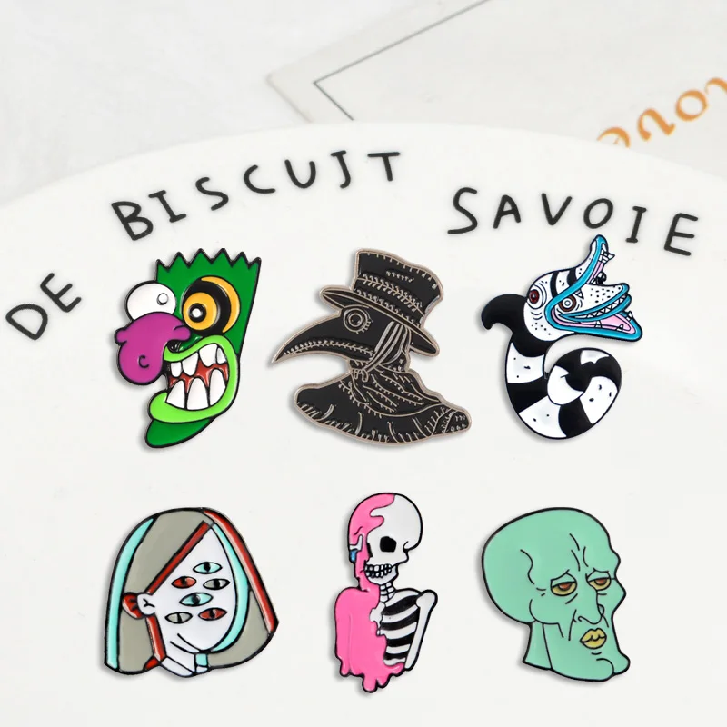 Monster series Denim Enamel lapel Punk pins Weird artistic face Badges Brooches Gifts for Personalized friends Jewelry wholesale
Monster series Denim Enamel lapel Punk pins Weird artistic face Badges Brooches Gifts for Personalized friends Jewelry wholesale