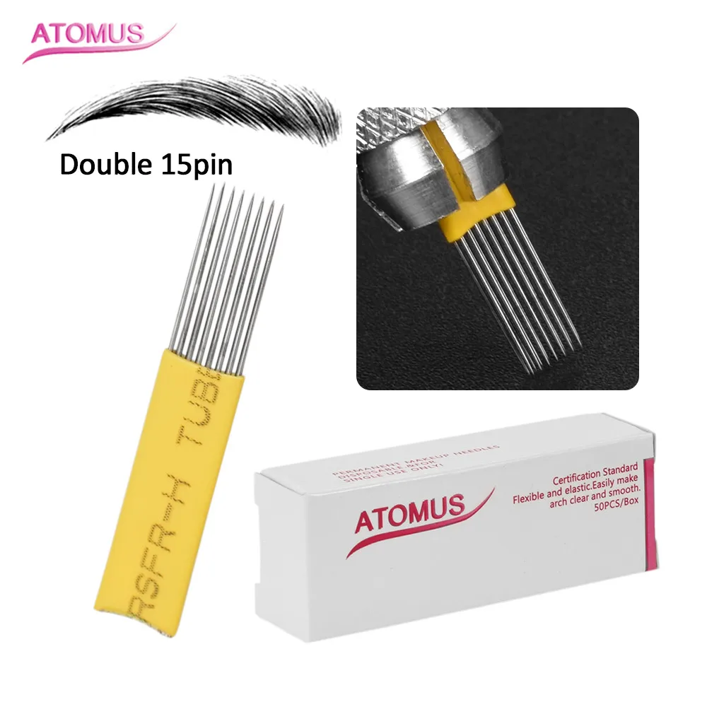 50pcs Double 15pin Micro Needling Needles Agujas Microblading Micro Shading Microblading Naald Tebore Lamina Eyebrow Embroidery
50pcs Double 15pin Micro Needling Needles Agujas Microblading Micro Shading Microblading Naald Tebore Lamina Eyebrow Embroidery