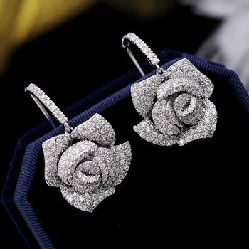 Bilincolor fashion hot sell silver color crystal rose flower big luxury drop earring female wedding womens earrings in jewelry 
Bilincolor fashion hot sell silver color crystal rose flower big luxury drop earring female wedding womens earrings in jewelry