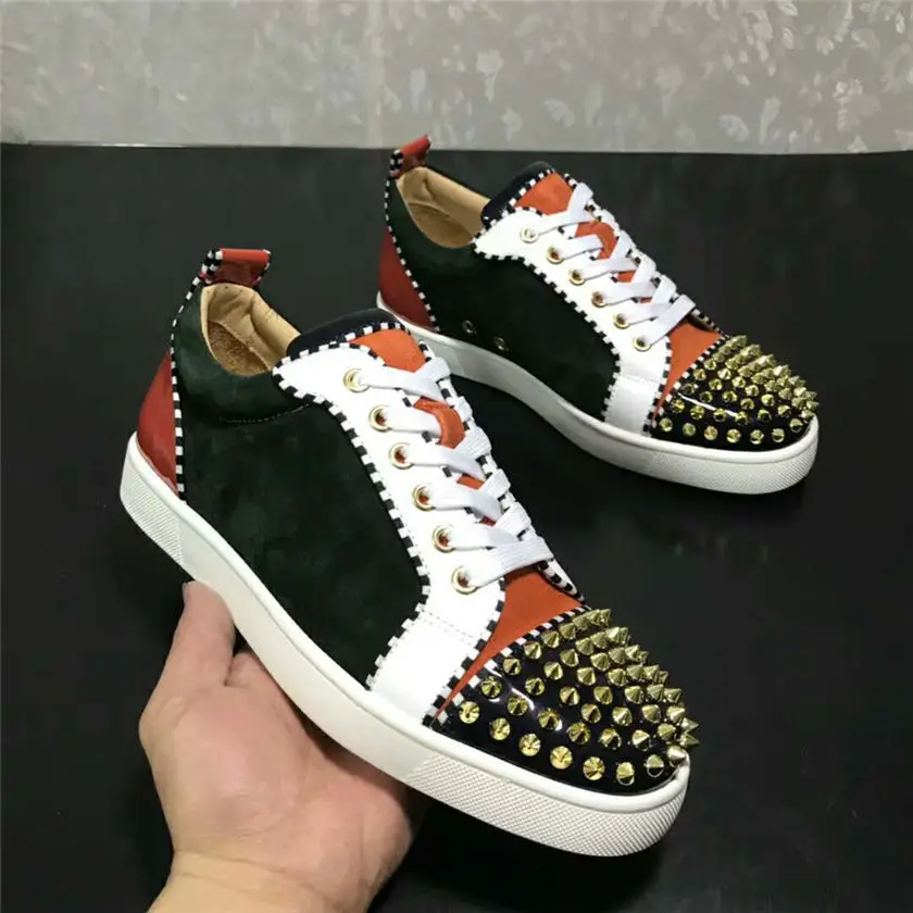 2019 New Suede Rivet spikes Leisure Shoes Walking Sneaker low cut Outdoor Sports Black Red Color Shoes For Men Lace Up
2019 New Suede Rivet spikes Leisure Shoes Walking Sneaker low cut Outdoor Sports Black Red Color Shoes For Men Lace Up