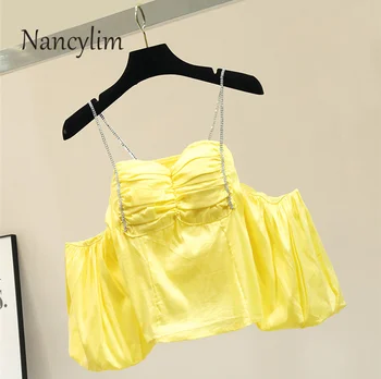 Street Sexy Blouse Women 2019 New Summer Chiffon Strap Lantern Sleeve Beautiful Diamond Strap Shirt Lady Short Shirts Crop Top
Street Sexy Blouse Women 2019 New Summer Chiffon Strap Lantern Sleeve Beautiful Diamond Strap Shirt Lady Short Shirts Crop Top