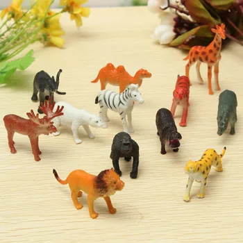 LBLA 12PCS/set Plastic Zoo Figure Tiger Leopard Animal