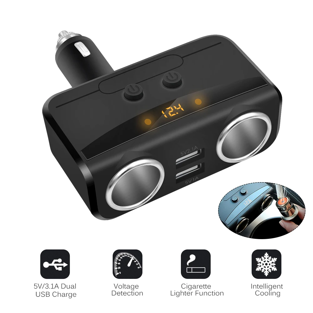 BORUIT Dual USB QC3.0 Car charger Digital Display Fast charger 90W 3.1A For iPhone 8 XS MAX 7 HUAWEI Voltage Monitoring
BORUIT Dual USB QC3.0 Car charger Digital Display Fast charger 90W 3.1A For iPhone 8 XS MAX 7 HUAWEI Voltage Monitoring