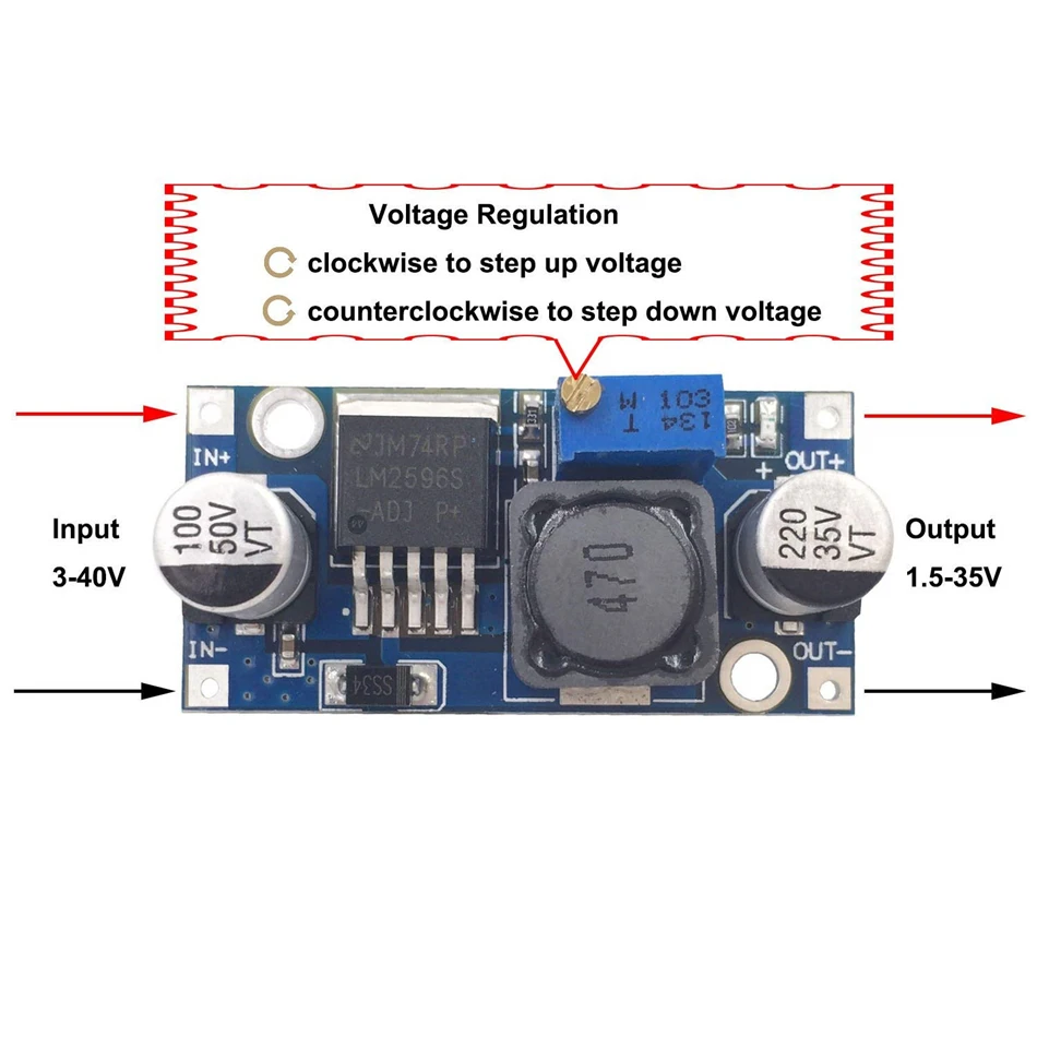 LM2596HVS/LM2596/LM2596S Мощность модуль + светодиодный вольтметр DC Регулируемый понижающий