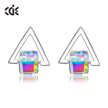 CDE 925 Sterling Silver Earrings Embellished with crystals from Swarovski Colorful Triangle Geometric Stud Earrings Ear Jewelry
CDE 925 Sterling Silver Earrings Embellished with crystals from Swarovski Colorful Triangle Geometric Stud Earrings Ear Jewelry