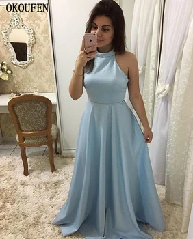 2019 Prom Dresses Halter Baby Blue A-Line Simple Special Occasion Dress Party Gowns Satin Custom Make vestidos de fiesta largos
2019 Prom Dresses Halter Baby Blue A-Line Simple Special Occasion Dress Party Gowns Satin Custom Make vestidos de fiesta largos