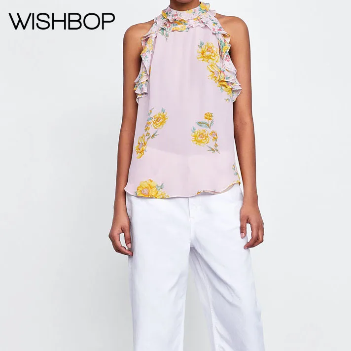 2018 Summer New Floral Print Ruffled Halterneck Top - Ladies Flowing Halterneck Shirt Top Matching Bow That Ties At The Neck
2018 Summer New Floral Print Ruffled Halterneck Top - Ladies Flowing Halterneck Shirt Top Matching Bow That Ties At The Neck