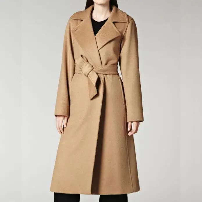 Autumn Winter Turn Down Collar Wool Coat Medium Long Fashion slim Woolen coat Belted
Autumn Winter Turn Down Collar Wool Coat Medium Long Fashion slim Woolen coat Belted