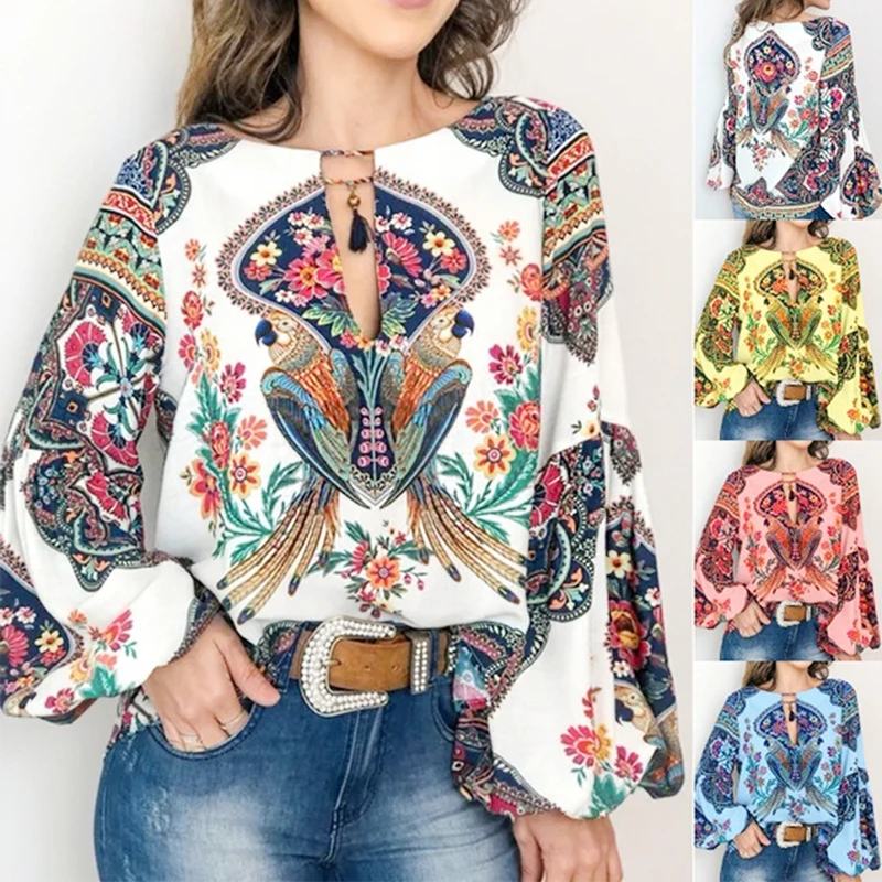 Ladies Casual Shirt Chiffon Shirt Spring Hot Print Women's Puff Sleeve Shirt Sexy Openwork Lace-up Shirt Sweet Print Tops S-3XL
Ladies Casual Shirt Chiffon Shirt Spring Hot Print Women's Puff Sleeve Shirt Sexy Openwork Lace-up Shirt Sweet Print Tops S-3XL