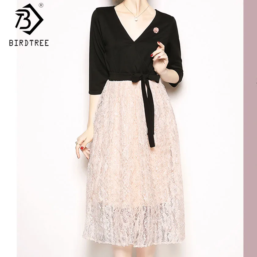 2019 Spring New Women's Mesh Patchwork Dress Half Sleeve Appliques V-Neck Elegance High Waist Bow Lace Up Long Dress D8D506I
2019 Spring New Women's Mesh Patchwork Dress Half Sleeve Appliques V-Neck Elegance High Waist Bow Lace Up Long Dress D8D506I