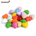 Mixed Color Natural Heart-shaped Silicone Beads Food Grade Silicone Beads Baby Teether Toys DIY Necklace/ Bracelet Accessories