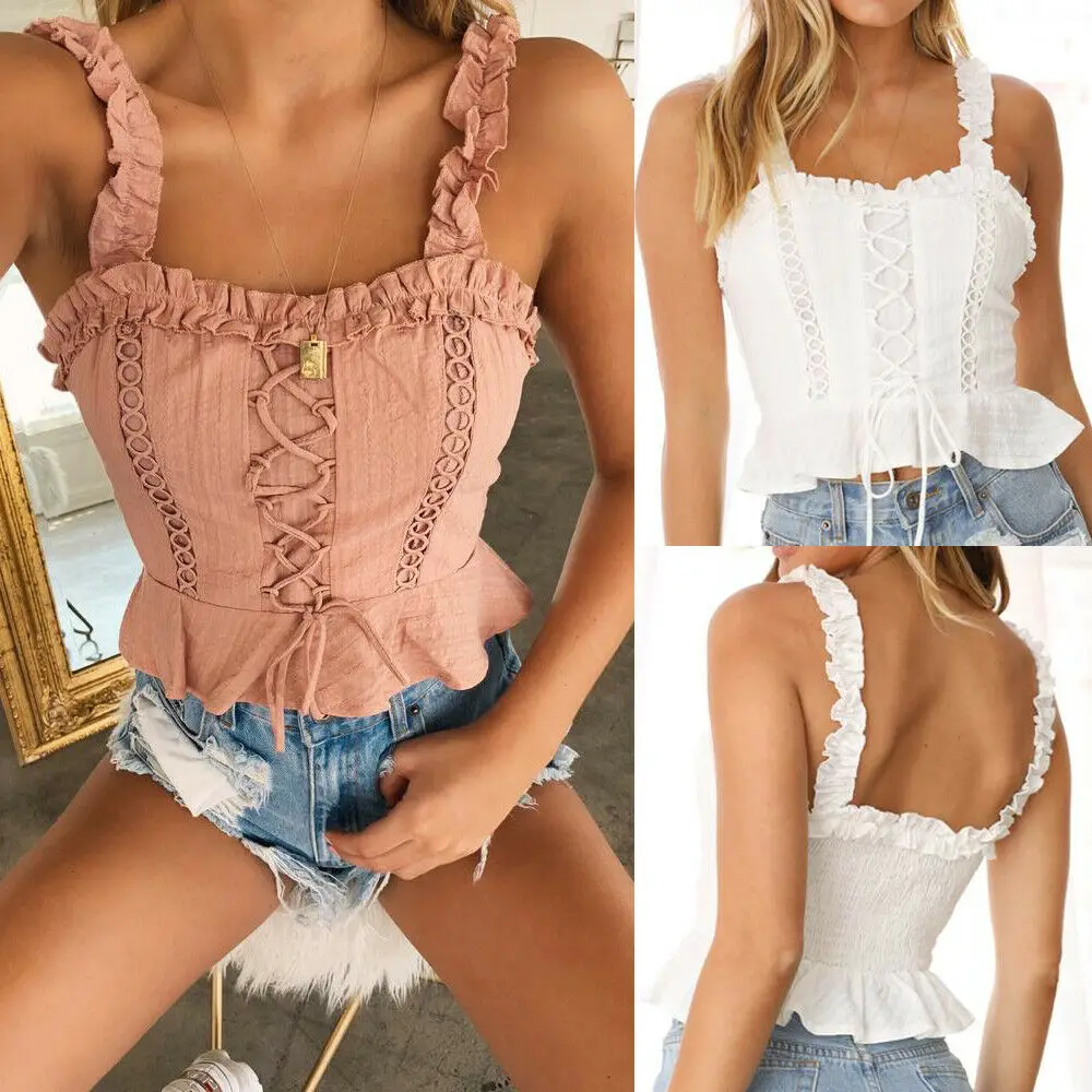 Fashion Women New Design Bow Ruffle Sleeveless Bandage Crop Tops Cami Vest Tank Camisole Casual Solid Skinny Summer Holiday Wear
Fashion Women New Design Bow Ruffle Sleeveless Bandage Crop Tops Cami Vest Tank Camisole Casual Solid Skinny Summer Holiday Wear