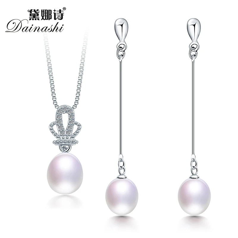 100% Real Freshwater Pearl Jewelry Set Necklace and Earrings Long Dangle Crown Pendant Silver 925 Chain Necklace Women 2019
100% Real Freshwater Pearl Jewelry Set Necklace and Earrings Long Dangle Crown Pendant Silver 925 Chain Necklace Women 2019