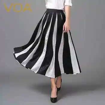 VOA 2018 Spring Summer Plus Size Silk Jacquard Fashion Stripe Pleated Full Skirt Mid Waist Casual Women Maxi Long Skirt C6532
VOA 2018 Spring Summer Plus Size Silk Jacquard Fashion Stripe Pleated Full Skirt Mid Waist Casual Women Maxi Long Skirt C6532
