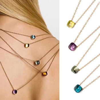 Top Quality Multi-Faceted Multicolor Square Crystal Candy Pendant Clavicle Neck Chain Necklace for Women Fashion Jewelry
Top Quality Multi-Faceted Multicolor Square Crystal Candy Pendant Clavicle Neck Chain Necklace for Women Fashion Jewelry