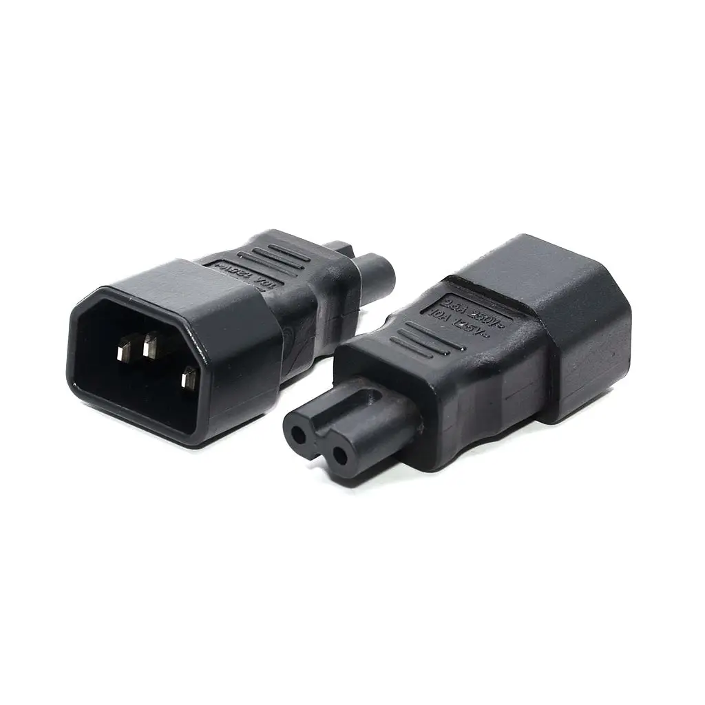 Black IEC 320 C14 Male to IEC C7 Female Plug AC Power Adapter 2.5A 250V Socket