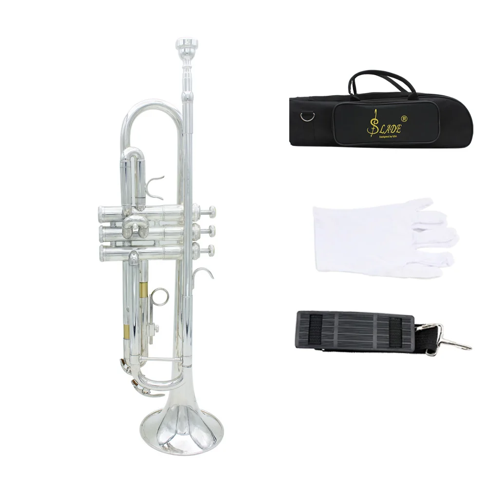 Top Quality Trumpet Bb B Flat Durable Brass Trumpet with a Silver-plated Mouthpiece a Pair of Gloves and Exquisite Gig Bag
Top Quality Trumpet Bb B Flat Durable Brass Trumpet with a Silver-plated Mouthpiece a Pair of Gloves and Exquisite Gig Bag