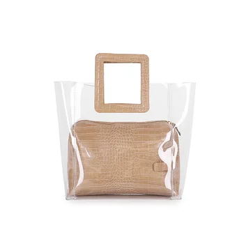 2019 Pvc Handbag Luxury Bag Two Piece Bags For Womens Transparent Tote With Wallet Crocodile Grain Beige Black Torebki Damskie
2019 Pvc Handbag Luxury Bag Two Piece Bags For Womens Transparent Tote With Wallet Crocodile Grain Beige Black Torebki Damskie