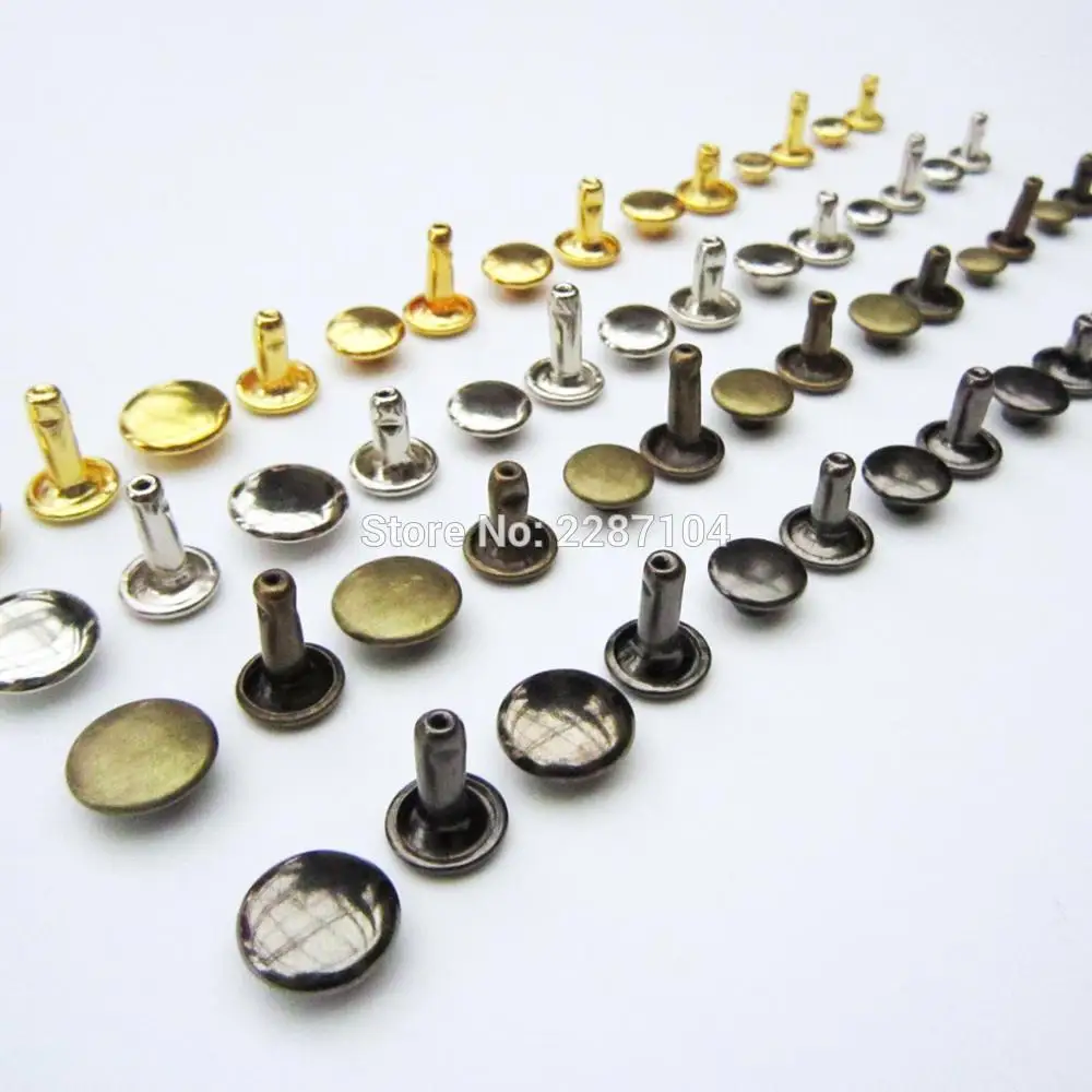 50set Metal Double Cap Round Rapid Rivet Spike Stud Leather craft Belt Wallet Bag Clothes Decor DIY Repair Nail 4 color 8 size
50set Metal Double Cap Round Rapid Rivet Spike Stud Leather craft Belt Wallet Bag Clothes Decor DIY Repair Nail 4 color 8 size