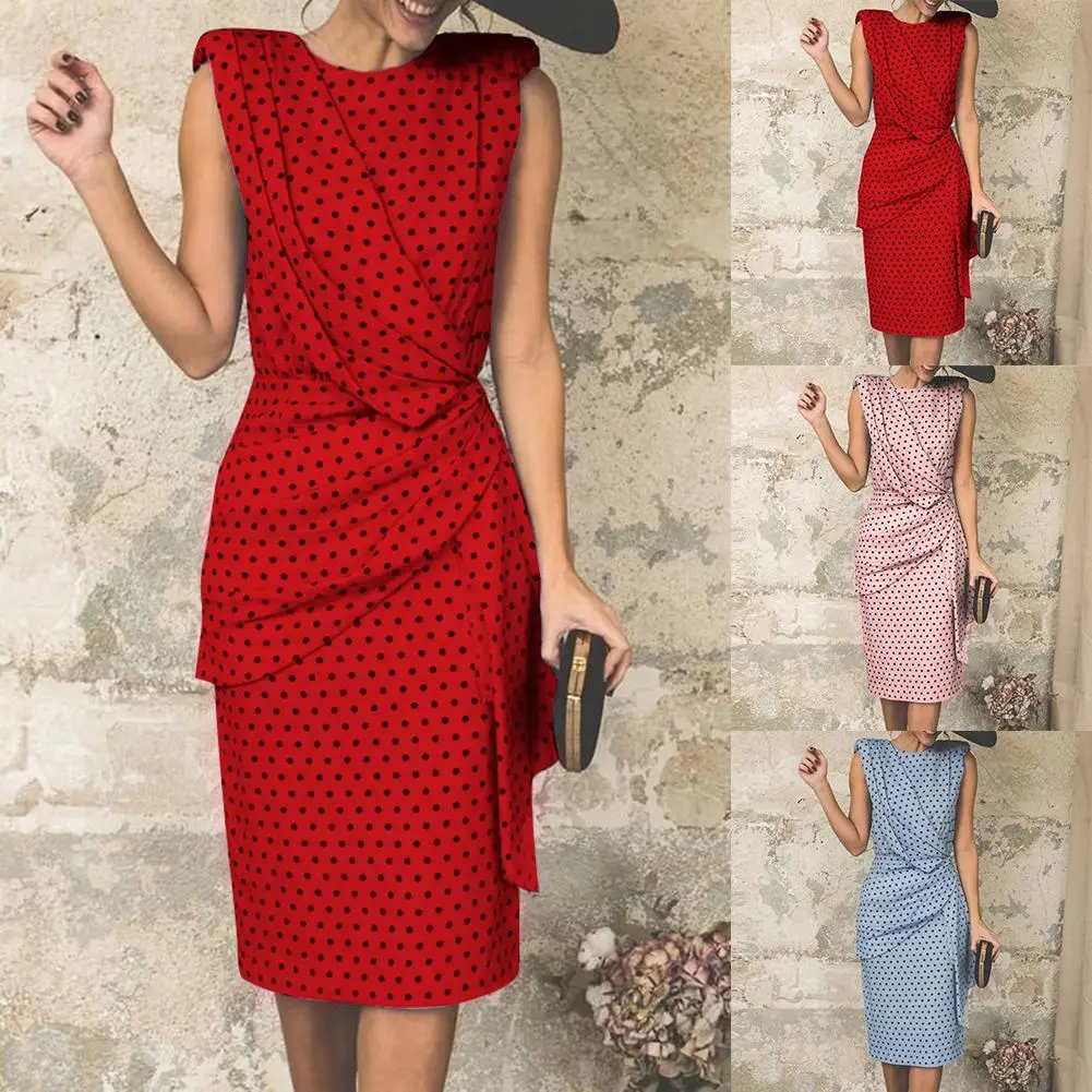 Club Party Elegant Women's Summer Polka Dot Ruffle Dresses Pleated Sleeveless Backless Casual Slim Bodycon Midi Lady Dress
Club Party Elegant Women's Summer Polka Dot Ruffle Dresses Pleated Sleeveless Backless Casual Slim Bodycon Midi Lady Dress