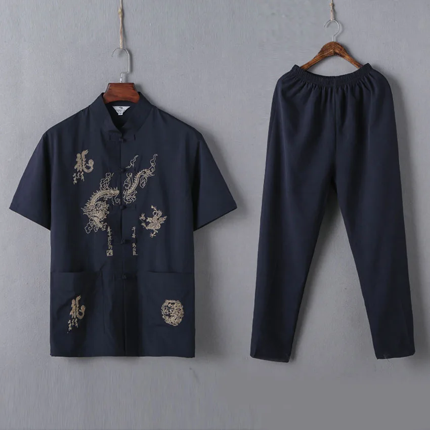 Men Chinese Traditional Costumes Kung Fu Suit Tai Chi Clothing Set Short Sleeve Shirt+trousers Breathable Tang Suit Outwear
Men Chinese Traditional Costumes Kung Fu Suit Tai Chi Clothing Set Short Sleeve Shirt+trousers Breathable Tang Suit Outwear