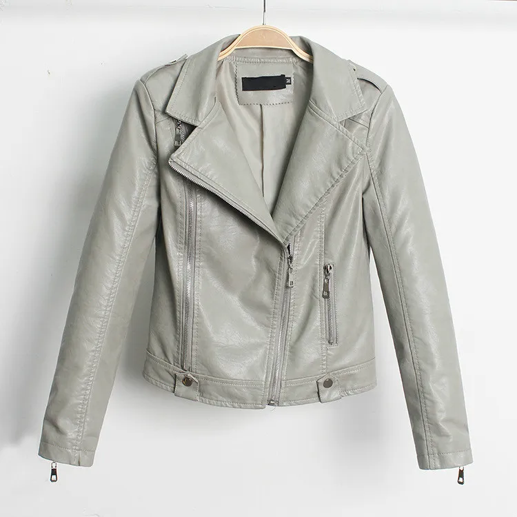Spring Girls Lapel Short Motorcycle Coats Beige Grey Biker Jacket with Zipper Korean Casual Faux Leather PU Jacket Moto Women
Spring Girls Lapel Short Motorcycle Coats Beige Grey Biker Jacket with Zipper Korean Casual Faux Leather PU Jacket Moto Women