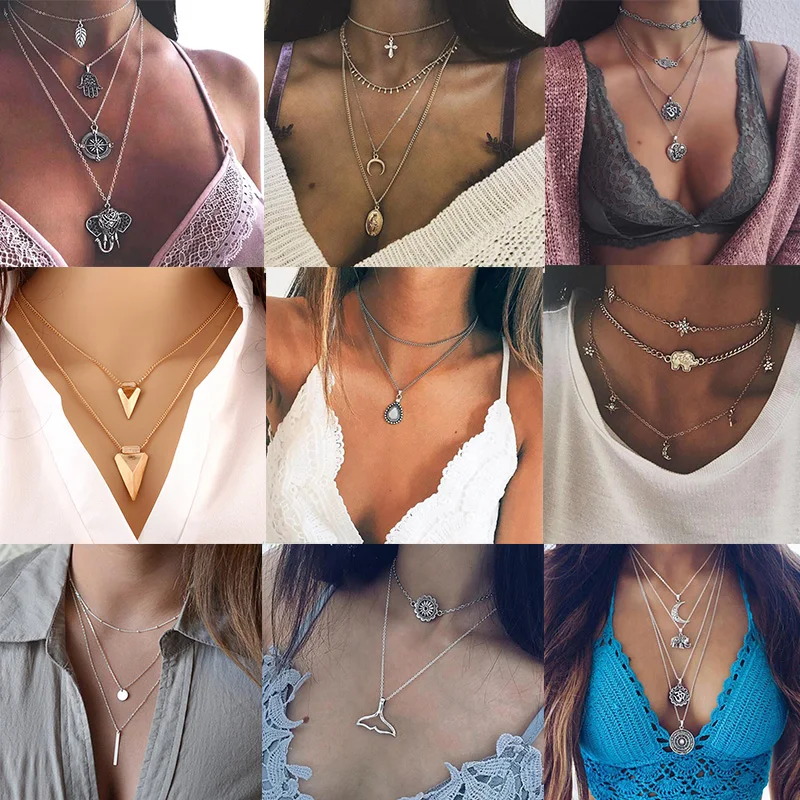 N000 Vintage Multilayer Necklace For Women Moon Tassel Elephant Animal Necklaces & Pendants Boho Sexy Chokers Fashion Jewelry
N000 Vintage Multilayer Necklace For Women Moon Tassel Elephant Animal Necklaces & Pendants Boho Sexy Chokers Fashion Jewelry