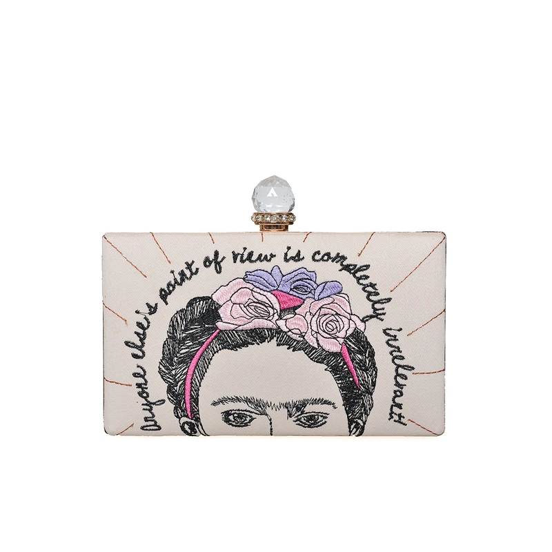 Portrait Embroidered women handbag 2019 vintage Fashion Party Clutch Bag with Crystal buckle Chain Crossbody Messenger Bag Purse
Portrait Embroidered women handbag 2019 vintage Fashion Party Clutch Bag with Crystal buckle Chain Crossbody Messenger Bag Purse