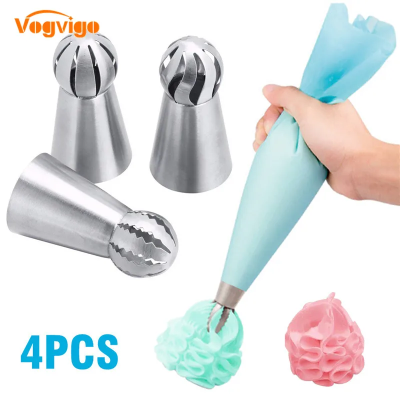 VOGVIGO 4PCS/Set Spherical Russian Piping Tips And Coupler Nozzle Ball Sphere Stainless Steel Icing Pastry Cupcake Decorator
VOGVIGO 4PCS/Set Spherical Russian Piping Tips And Coupler Nozzle Ball Sphere Stainless Steel Icing Pastry Cupcake Decorator