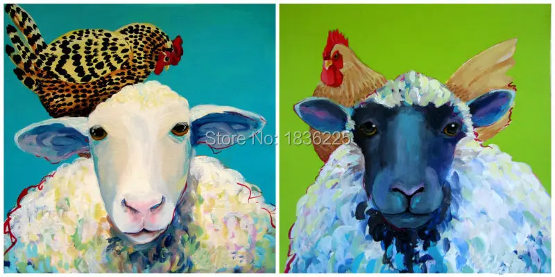 Image wholesale stretched canvas sheep  paintings on canvas cheap art painting artists photo for home decor for living room