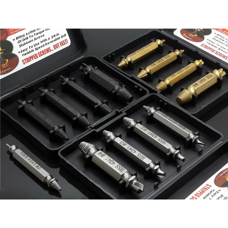 4pcs Set Hss 4341 Titanium Extractor Remover Drill Bit Disassemble Screws Bolt Stud Slip Teeth Damaged Demolish Nails Tool
4pcs Set Hss 4341 Titanium Extractor Remover Drill Bit Disassemble Screws Bolt Stud Slip Teeth Damaged Demolish Nails Tool