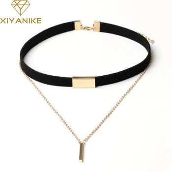 XIYANIKE New Black Velvet Choker Necklace Gold Chain Bar Chokers Necklace For Women collares mujer collier ras du cou N664
XIYANIKE New Black Velvet Choker Necklace Gold Chain Bar Chokers Necklace For Women collares mujer collier ras du cou N664