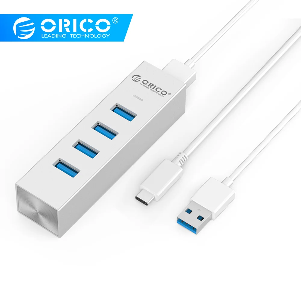 ORICO Mac Style Aluminum 4 Port USB3.0 HUB With Type C Cable 5Gbps SuperSpeed Mini Desktop HUB - Silver( ASH4-U3)
ORICO Mac Style Aluminum 4 Port USB3.0 HUB With Type C Cable 5Gbps SuperSpeed Mini Desktop HUB - Silver( ASH4-U3)