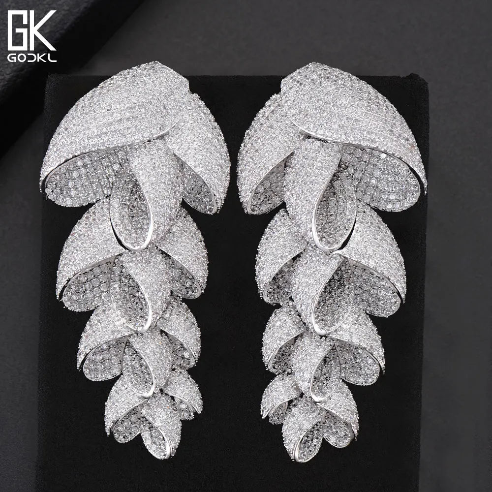 GODKI 73mm Trendy Luxury Feather Leaf Nigerian Long Dangle Earrings For Women Wedding Zircon Crystal Dubai Silver Bridal Earring
GODKI 73mm Trendy Luxury Feather Leaf Nigerian Long Dangle Earrings For Women Wedding Zircon Crystal Dubai Silver Bridal Earring