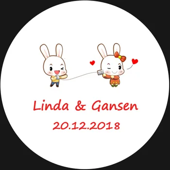 100pcs Customized NAME Wedding stickers Cartoon cute Rabbite Couple tags stickers for cupcake and Gifts
100pcs Customized NAME Wedding stickers Cartoon cute Rabbite Couple tags stickers for cupcake and Gifts