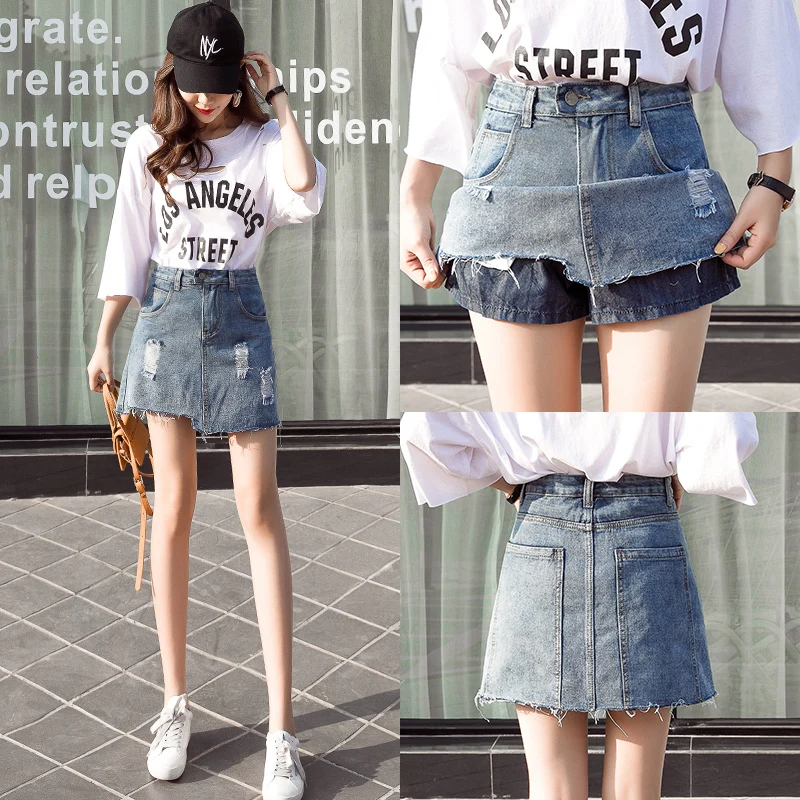 #1081Summer A-line Denim Skirts Women High Waist Mini Skirts Lady Cotton Shorts Jeans Skirts Female Holes Tassel Retro Wrap Hip
#1081Summer A-line Denim Skirts Women High Waist Mini Skirts Lady Cotton Shorts Jeans Skirts Female Holes Tassel Retro Wrap Hip