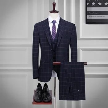 Men's suit men's spring and autumn new high-grade plaid suit three-piece suit (jacket + pants + vest) men's business casual suit
Men's suit men's spring and autumn new high-grade plaid suit three-piece suit (jacket + pants + vest) men's business casual suit