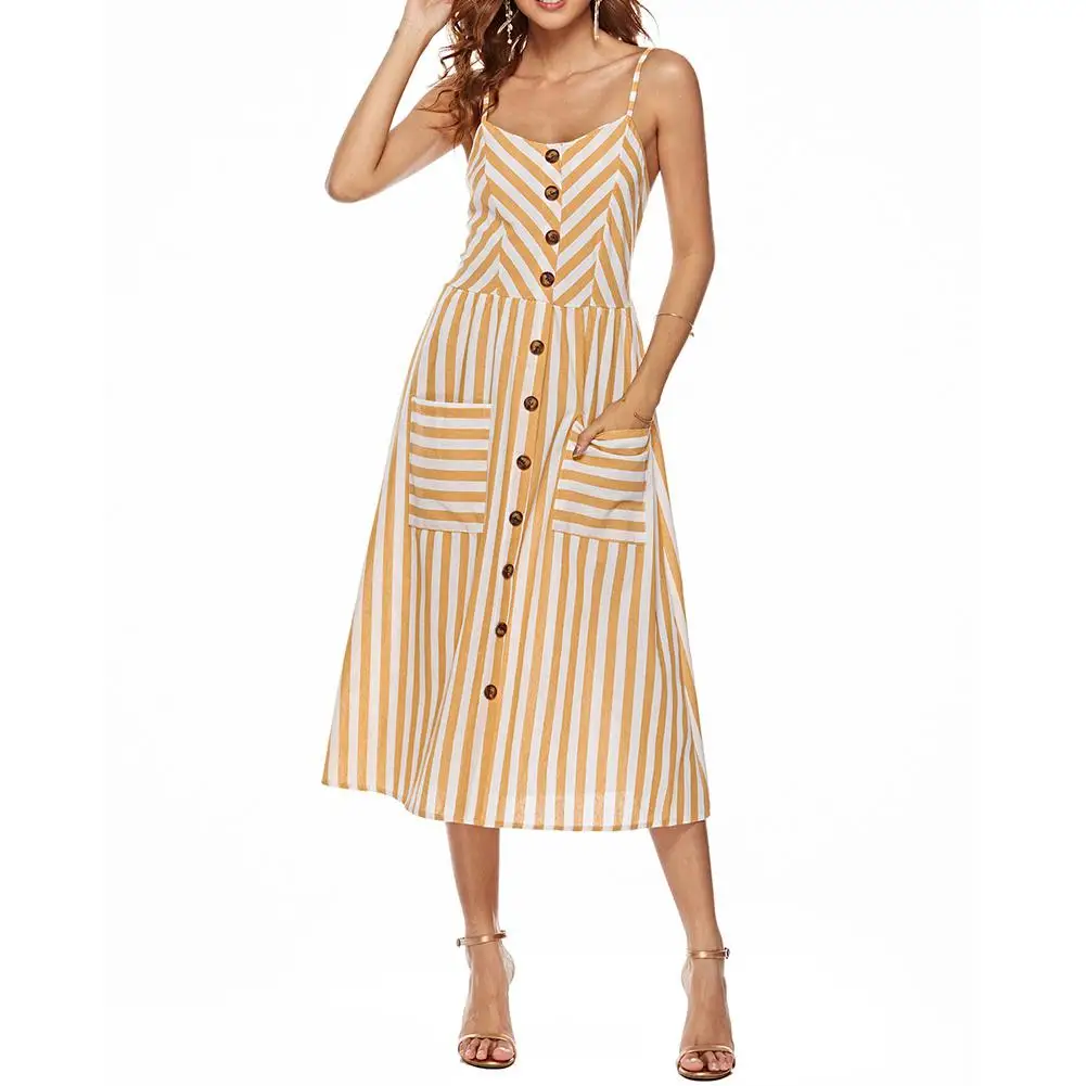 2019 New Yfashion Women Elegant Charming Elastic Waist Pocket Buttons Strap Casual Dress Top Quality
2019 New Yfashion Women Elegant Charming Elastic Waist Pocket Buttons Strap Casual Dress Top Quality