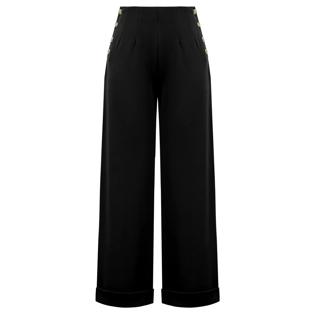 black pants Women Casual High Waist Wide Leg trousers Buttons plain straight elegant retro classic office work business pants
black pants Women Casual High Waist Wide Leg trousers Buttons plain straight elegant retro classic office work business pants