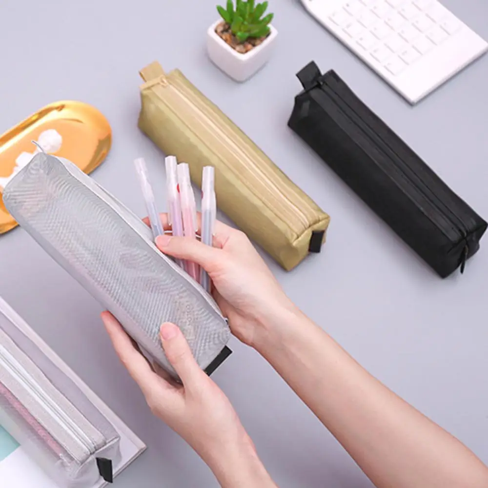 Simple and small fresh transparent mesh pencil bag Grid transparent creative stationery storage bag pencil case school supplies
Simple and small fresh transparent mesh pencil bag Grid transparent creative stationery storage bag pencil case school supplies