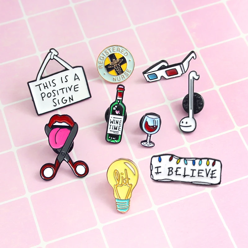Cute And Romantic Style Brooch Assemblage Glasses Red Wine Bottle Cup Dialogue Musical Note Sign Nurse Bulb Shape Brooch Pins
Cute And Romantic Style Brooch Assemblage Glasses Red Wine Bottle Cup Dialogue Musical Note Sign Nurse Bulb Shape Brooch Pins