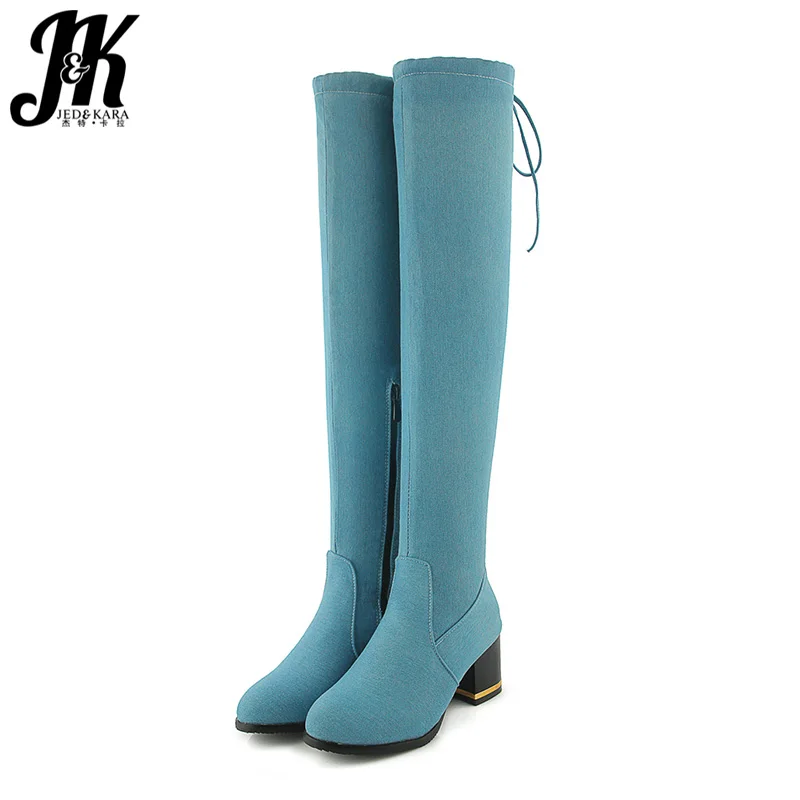 JK Plus Size 33-46 High Heels Women Boots Round Toe Zip Footwear Over The Knee Stretch Female Boot Denim Shoes Women Winter 2018
JK Plus Size 33-46 High Heels Women Boots Round Toe Zip Footwear Over The Knee Stretch Female Boot Denim Shoes Women Winter 2018