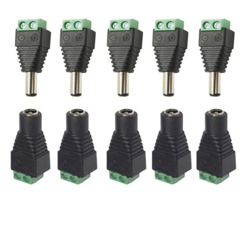 5.5mm x 2.1mm Female Male DC Power Plug Adapter for 5050 3528 5060 Single Color LED Strip and CCTV Cameras
5.5mm x 2.1mm Female Male DC Power Plug Adapter for 5050 3528 5060 Single Color LED Strip and CCTV Cameras