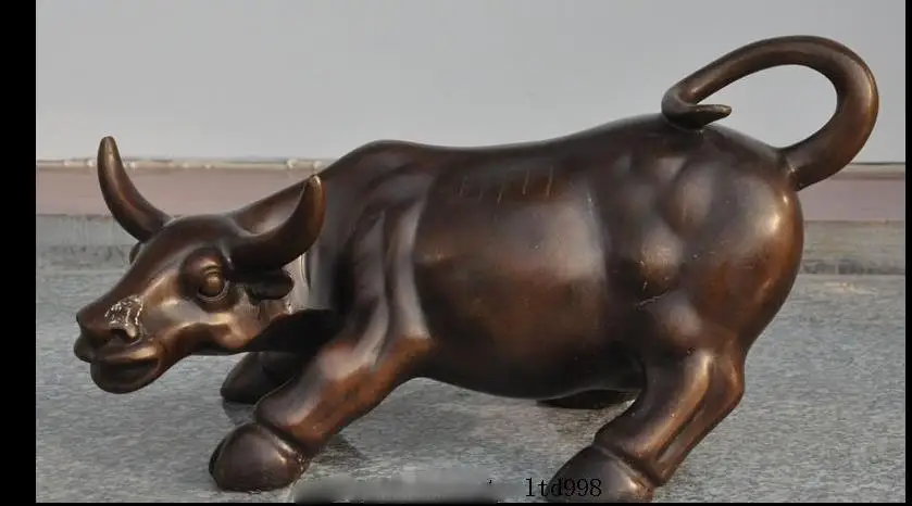 67111735+++12"china bronze fengshui zodiac animal Ox Bull Cattle Scalper Farm cattle statue