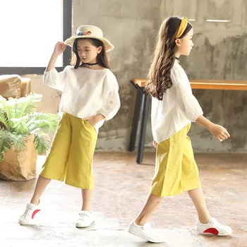 Girls Clothing Sets Summer Fashion girls sleeveless Splicing design pure white T-shirt+Casual wide leg pants 2Pcs Girls Clothes
Girls Clothing Sets Summer Fashion girls sleeveless Splicing design pure white T-shirt+Casual wide leg pants 2Pcs Girls Clothes