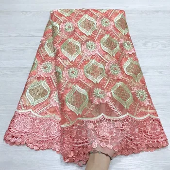 African Lace Fabric 2019 Peach Embroidered Nigerian Laces Fabric Bridal High Quality French Tulle Lace Fabric for Wedding Party
African Lace Fabric 2019 Peach Embroidered Nigerian Laces Fabric Bridal High Quality French Tulle Lace Fabric for Wedding Party