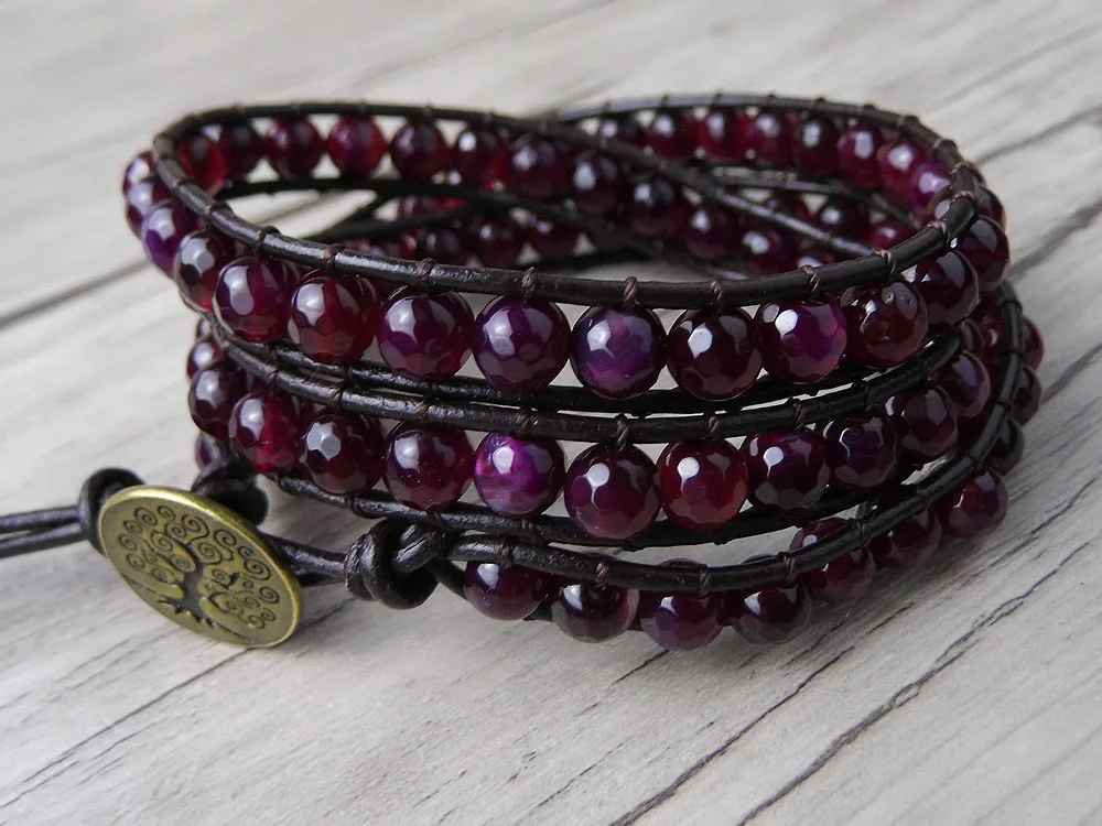 3 Rows Garnet Beads leather Wrap Bracelet Triple Wrapped Red Beaded bracelet Chic Boho birthstone yoga Jewelry bohemian
3 Rows Garnet Beads leather Wrap Bracelet Triple Wrapped Red Beaded bracelet Chic Boho birthstone yoga Jewelry bohemian